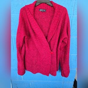 Jones New York Women's Pink Knit One ButtonCardigan Tunic Sweater Sz L Ramie 54%